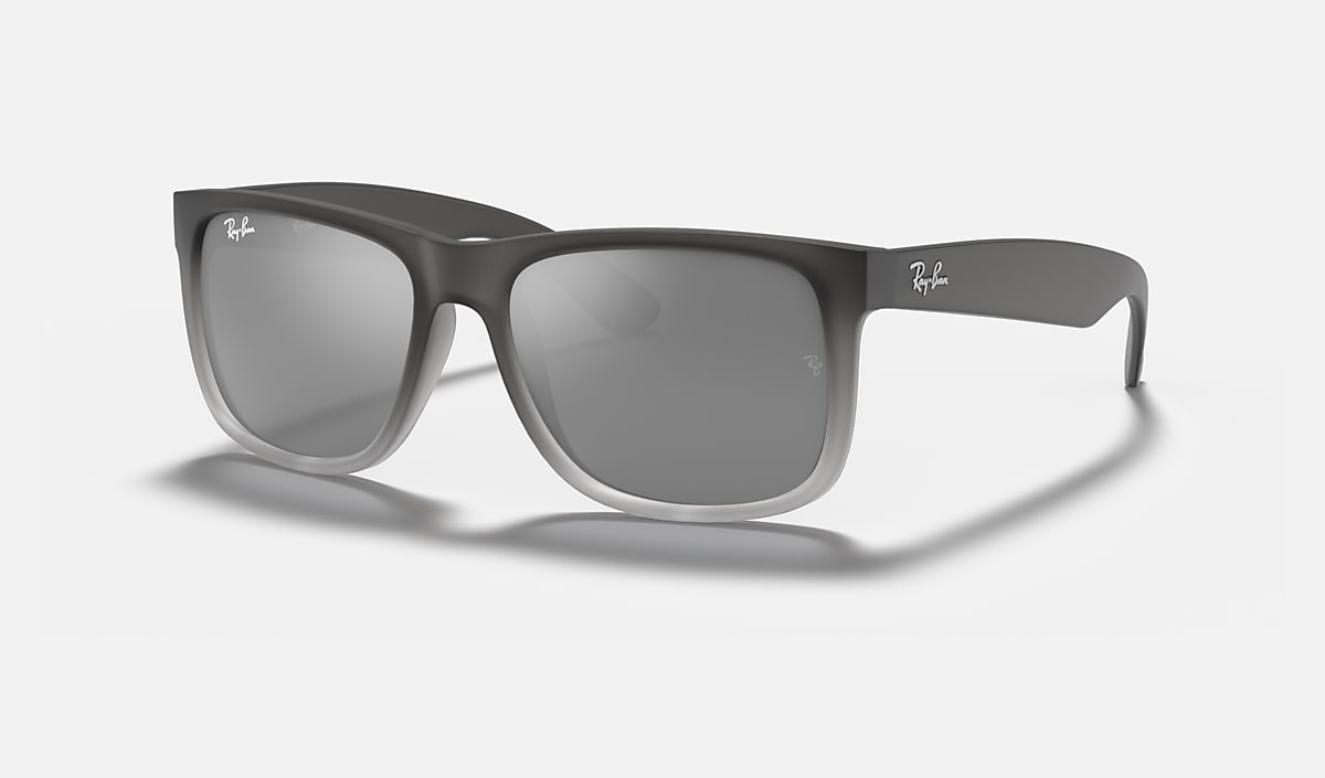Ray-Ban Justin Classic Sunglasses - Rubber Trans Grey/Grad Grey Silver Mirror