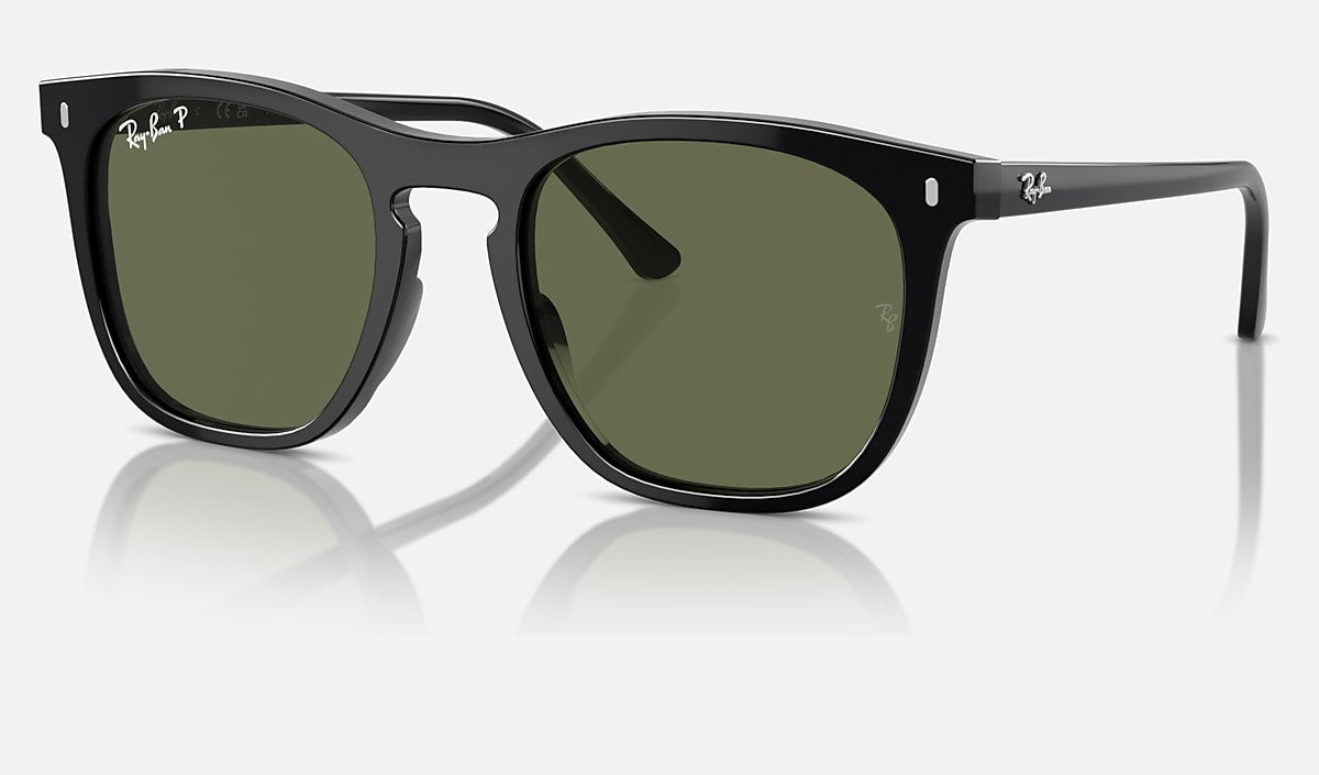 Ray-Ban RB2210 Sunglasses - Polished Black/Green Polarised