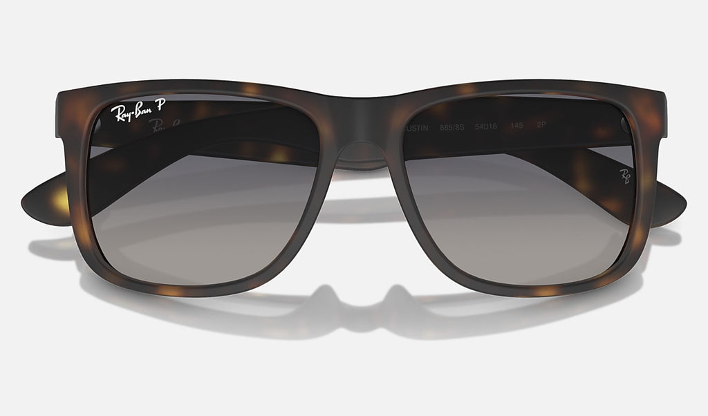 Angled classic sunglasses with matte havana frame and grey gradient polarized lenses