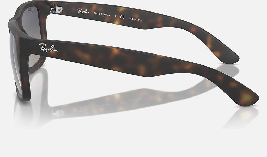 Side-profile classic sunglasses with matte havana frame and grey gradient polarized lenses