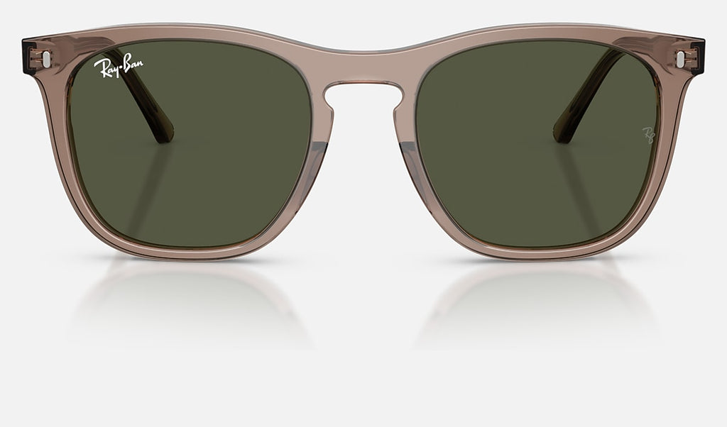 Ray-Ban RB2210 sunglasses, front view with translucent light brown frames and dark lenses