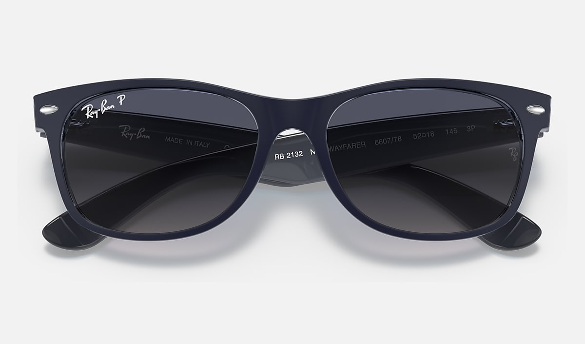 Ray-Ban New Wayfarer Sunglasses - Matte Blue/Blue Gradient Polarised