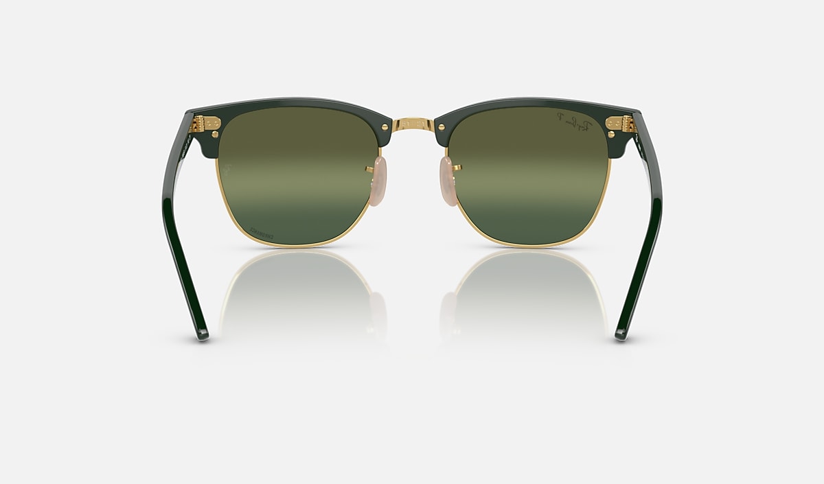 Ray-Ban Clubmaster Classic Sunglasses - Polished Green On Gold/Dark Green Mirror Polarised