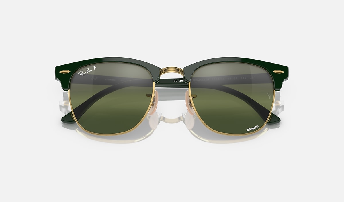Ray-Ban Clubmaster Classic Sunglasses - Polished Green On Gold/Dark Green Mirror Polarised