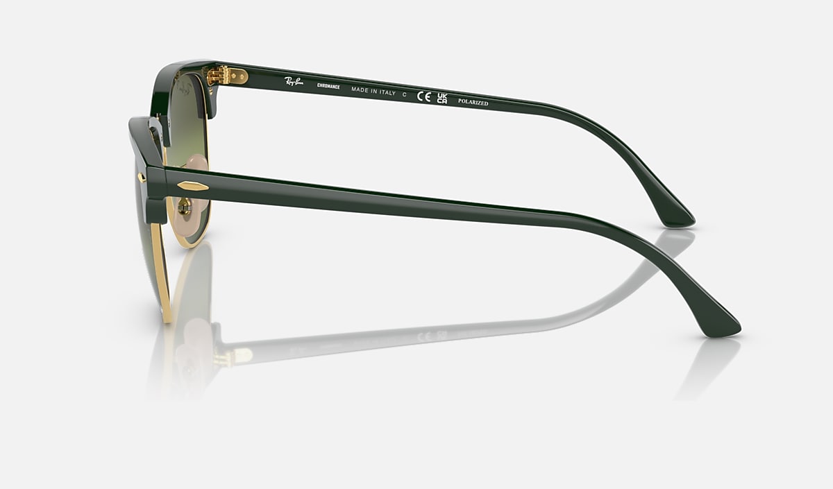 Ray-Ban Clubmaster Classic Sunglasses - Polished Green On Gold/Dark Green Mirror Polarised