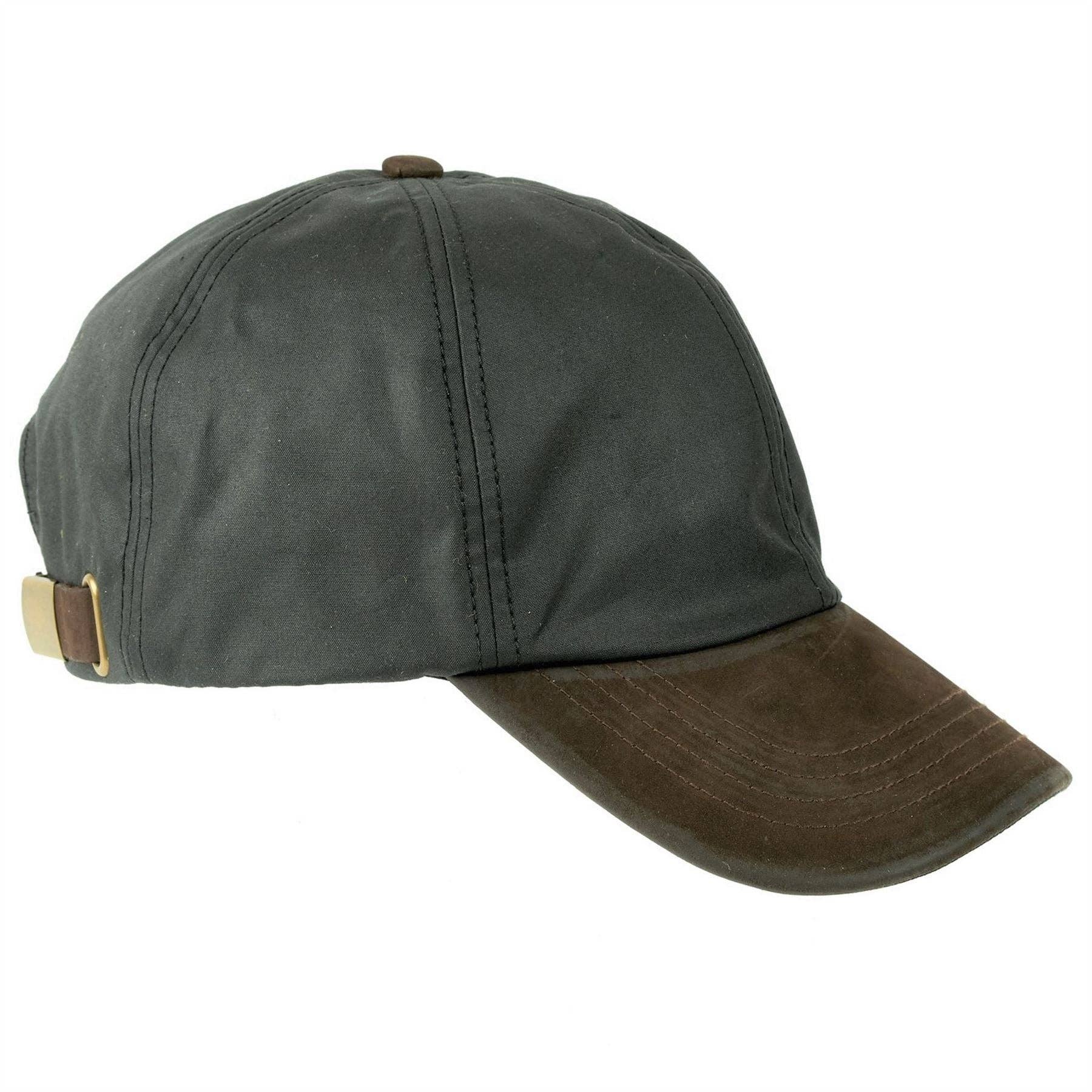 Heather Hats & Accessories Hamilton Wax Leather Peak Baseball Cap ZH009: Black / ONE SIZE