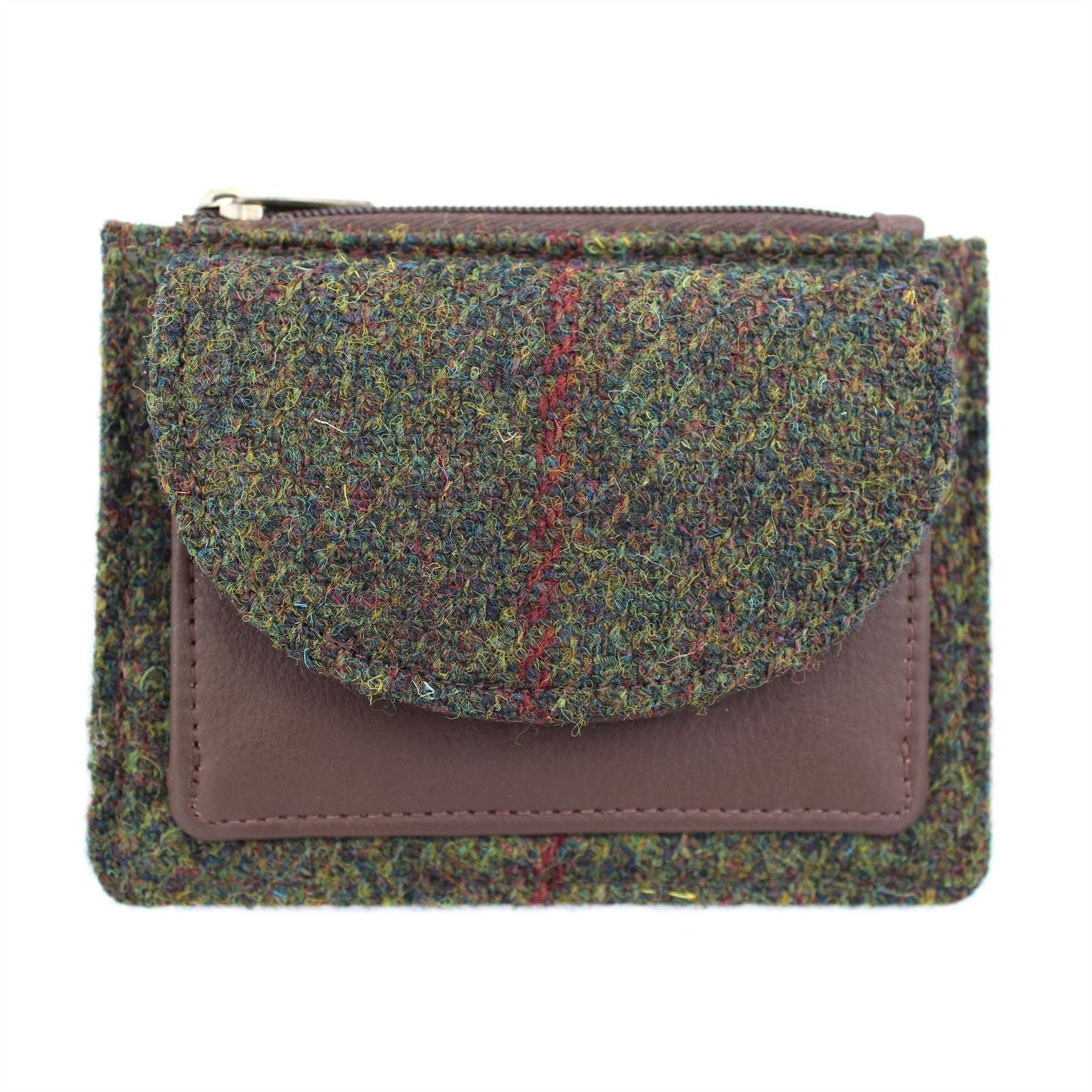 Heather Hats & Accessories Rory Harris Tweed Coin Card Wallet ZB086: Green Check / ONE SIZE