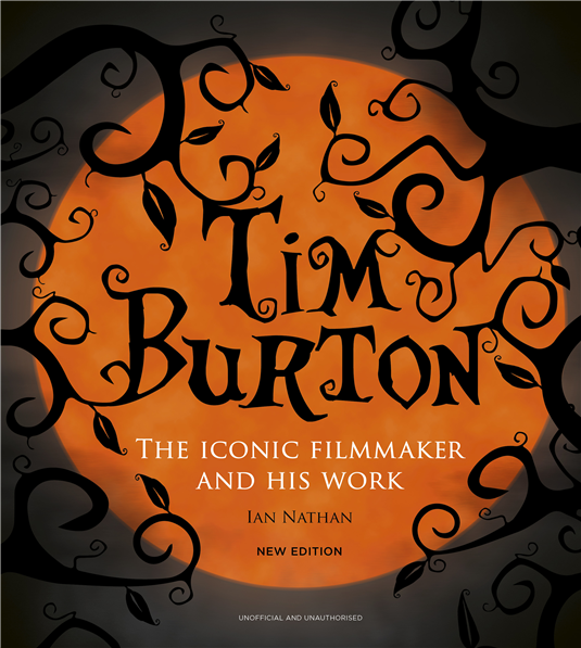 Hardcover book cover close-up with orange center artwork and black filigree