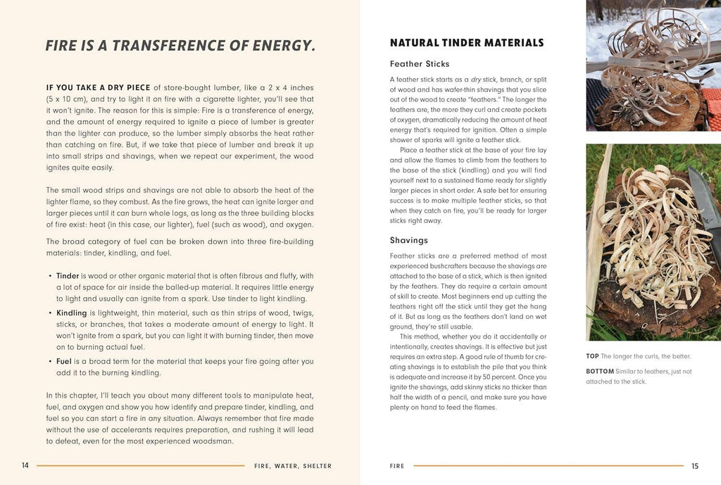 Book pages on fire transference of energy and natural tinder materials with photos