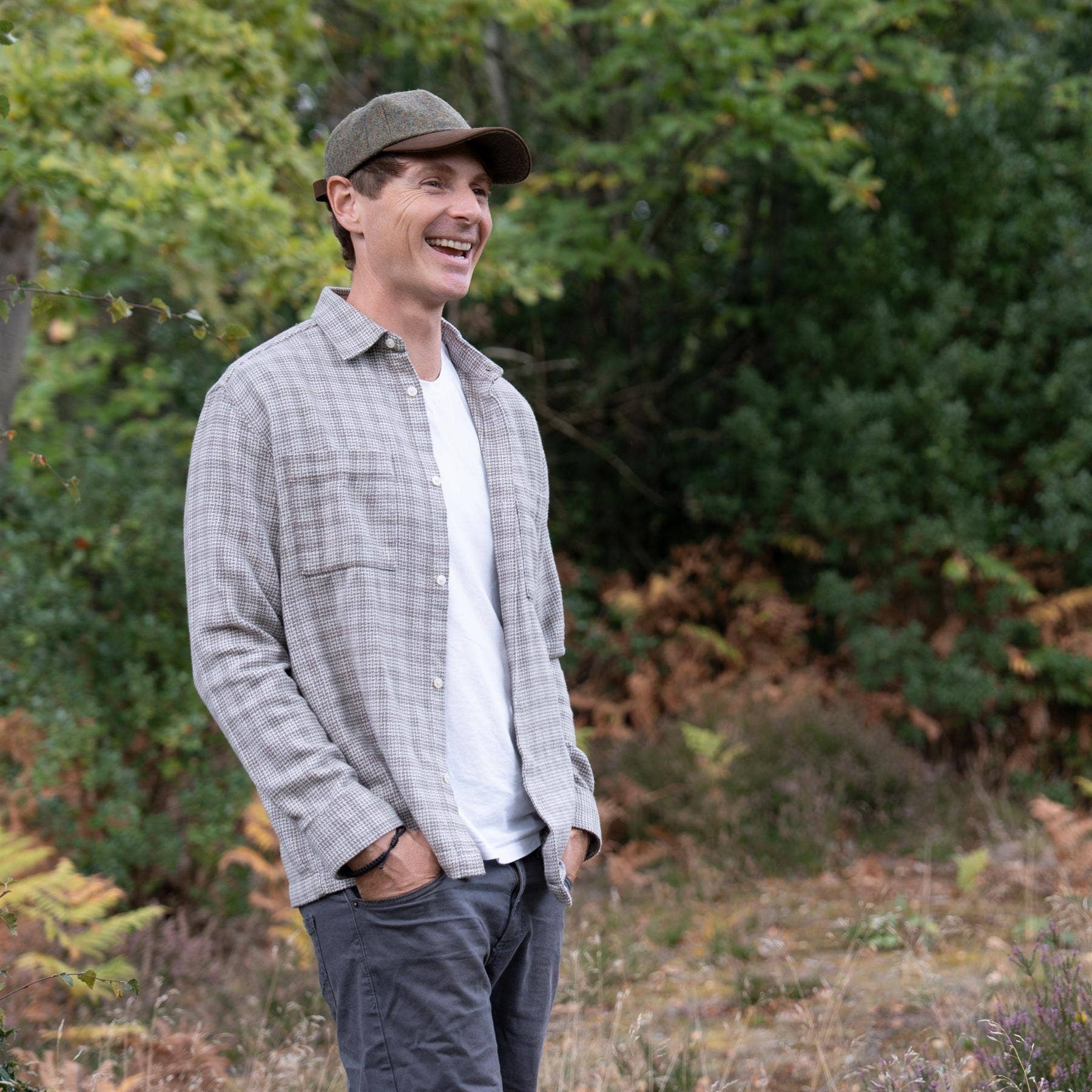 Heather Hats & Accessories Tyndrum British Tweed Leather Peak Baseball Cap ZH101: Barleyfield