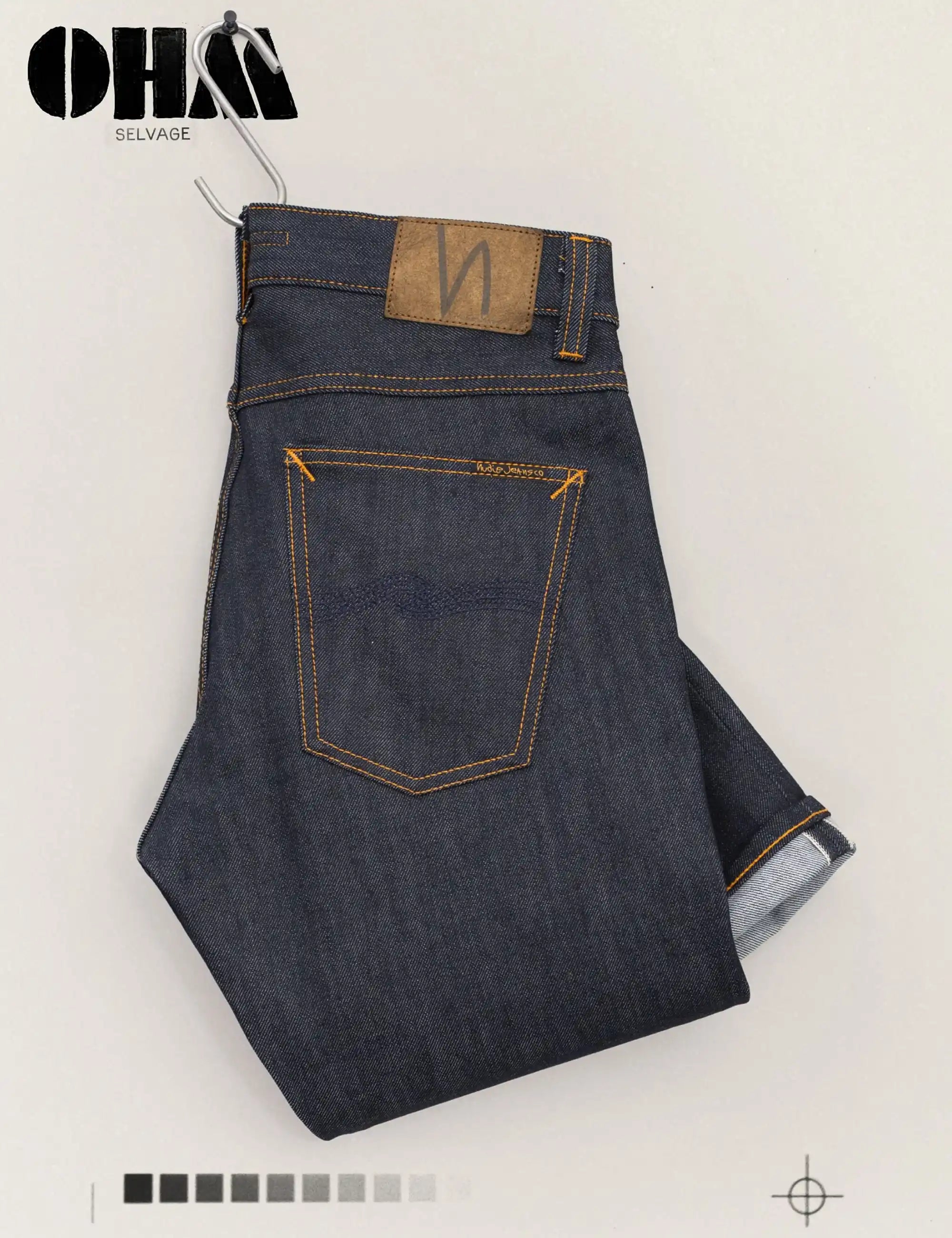 Nudie Jeans Lean Dean Jeans - Blue, Dry Ohm Selvage