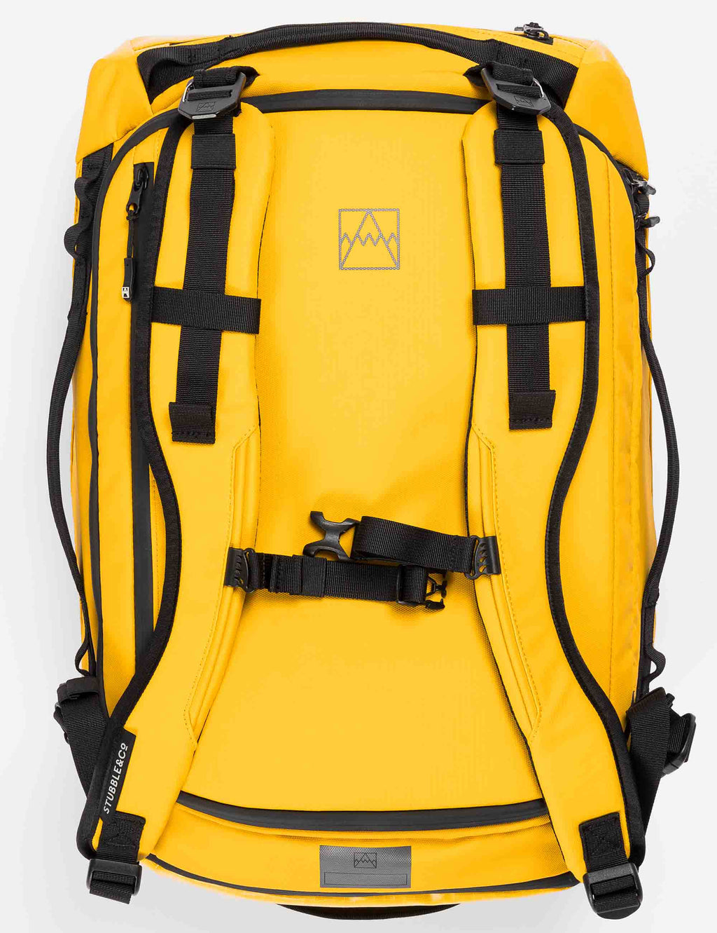 Yellow 30L kit bag with front panel and adjustable black straps