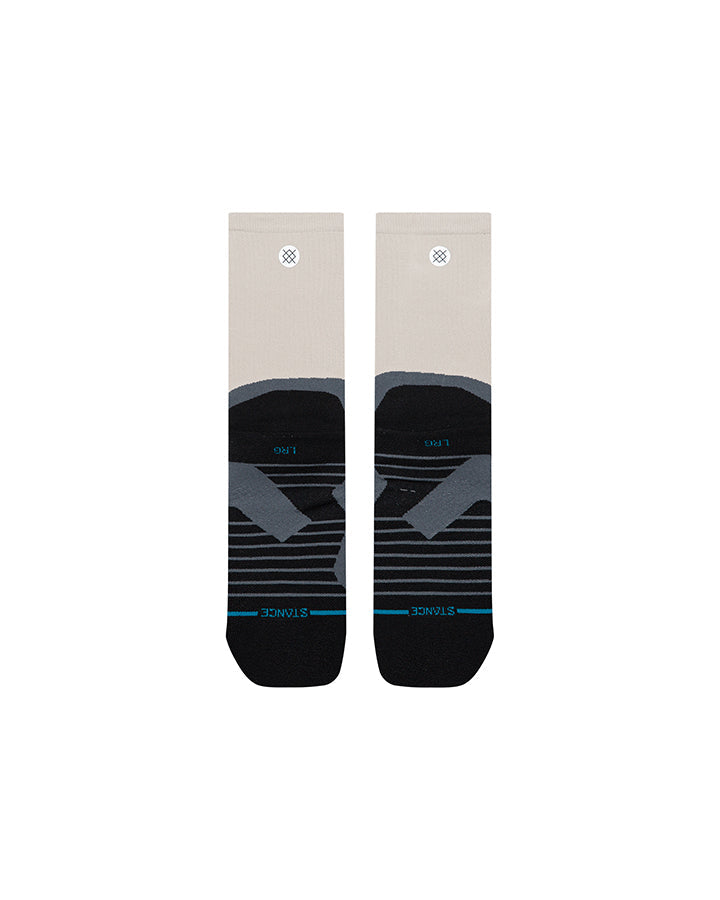 Stance light grey crew socks with small logo and cushioned arch stripe