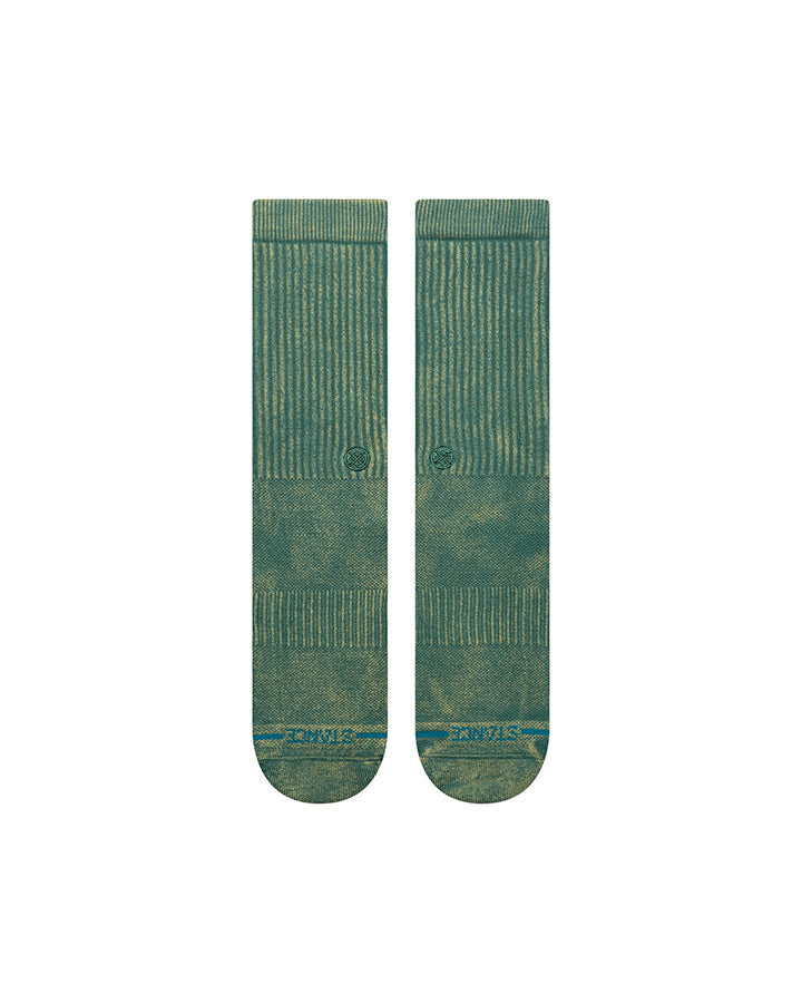Teal crew socks pair, straight view, ribbed cuffs and toe logo