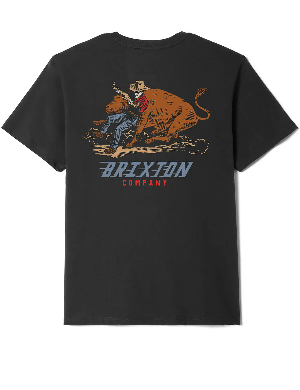 Vintage black crewneck t-shirt with large BRIXTON COMPANY graphic on back