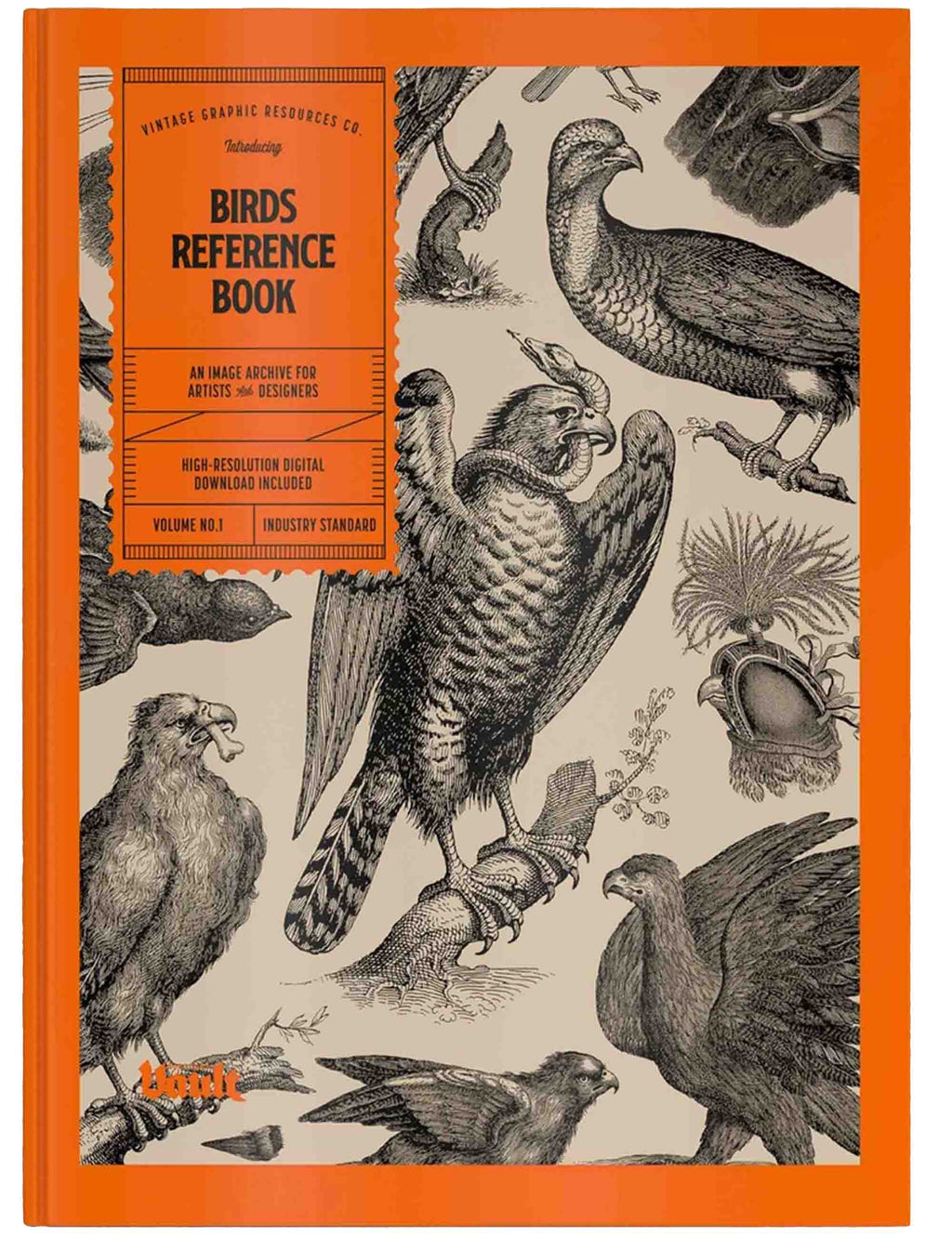 Book cover of 'Birds Reference Book' with illustrations of various birds on a beige background.