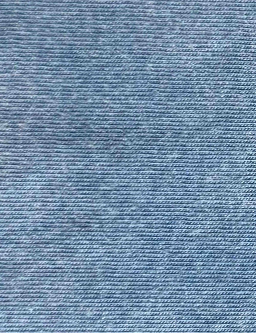 Faded indigo crewneck sweatshirt, ribbed knit texture close-up