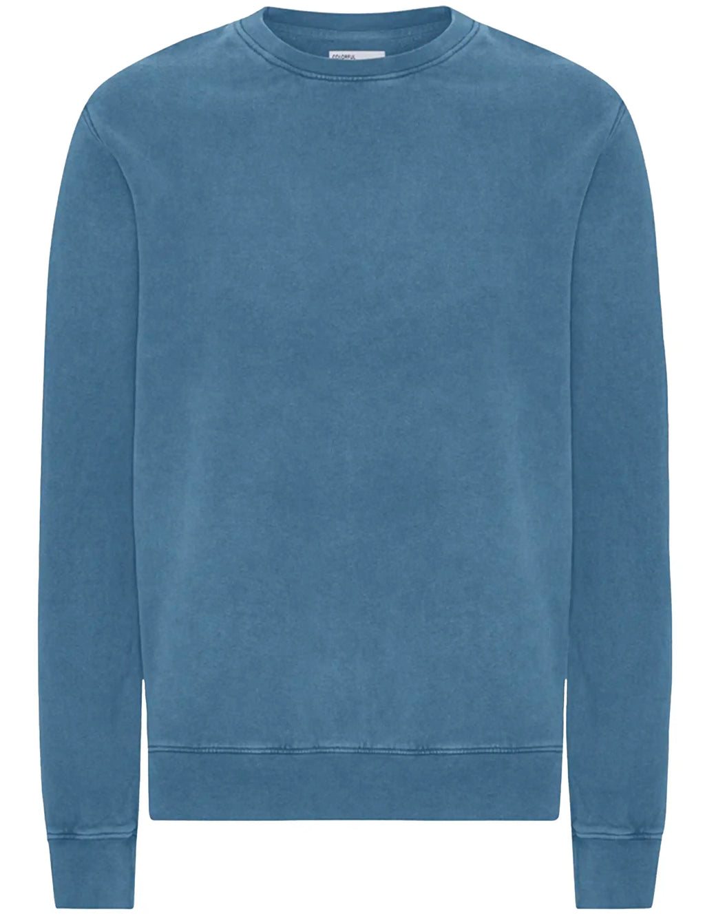 Faded indigo crewneck sweatshirt with ribbed cuffs and hem
