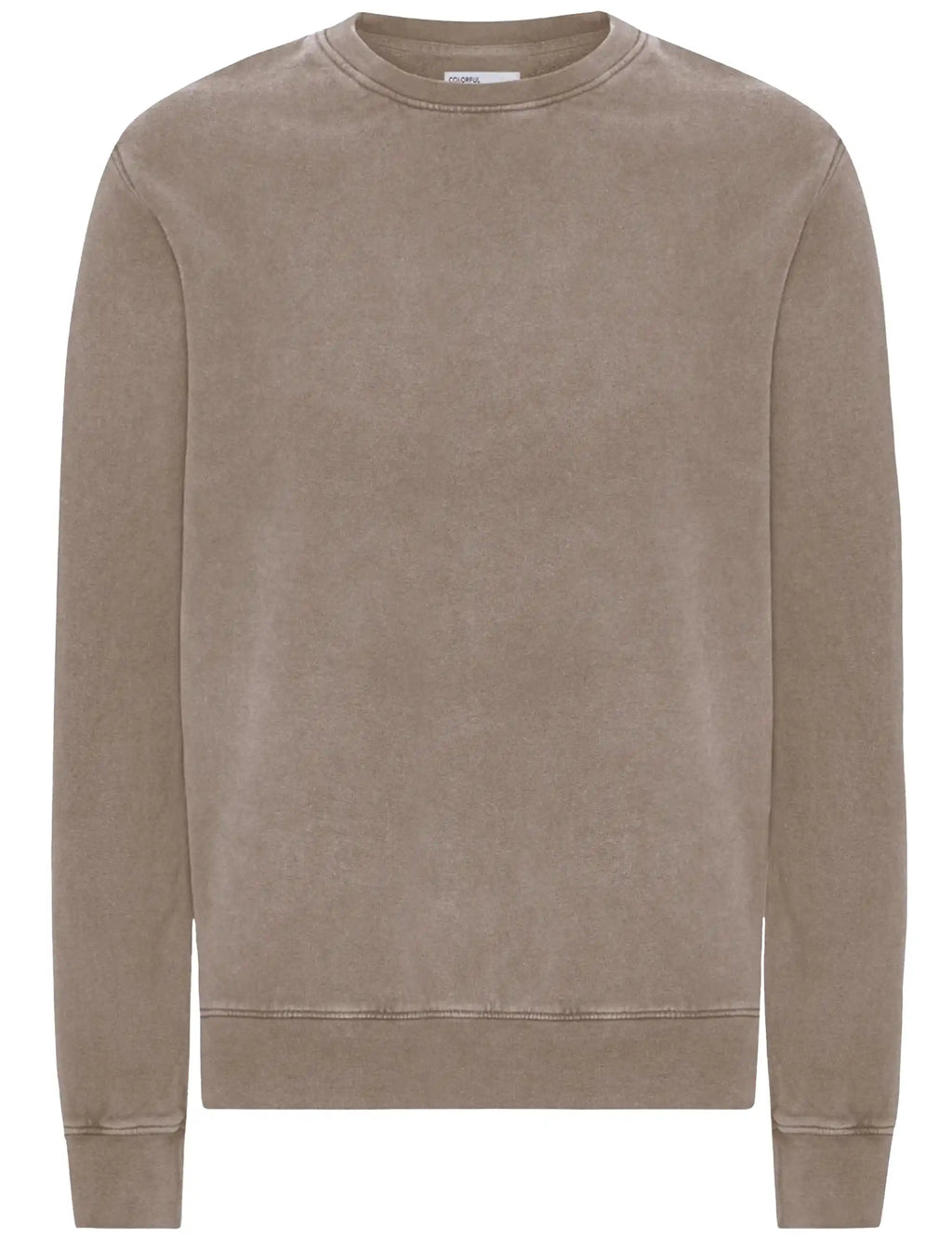 Men's organic crew sweatshirt, faded khaki, crew neck and long sleeves
