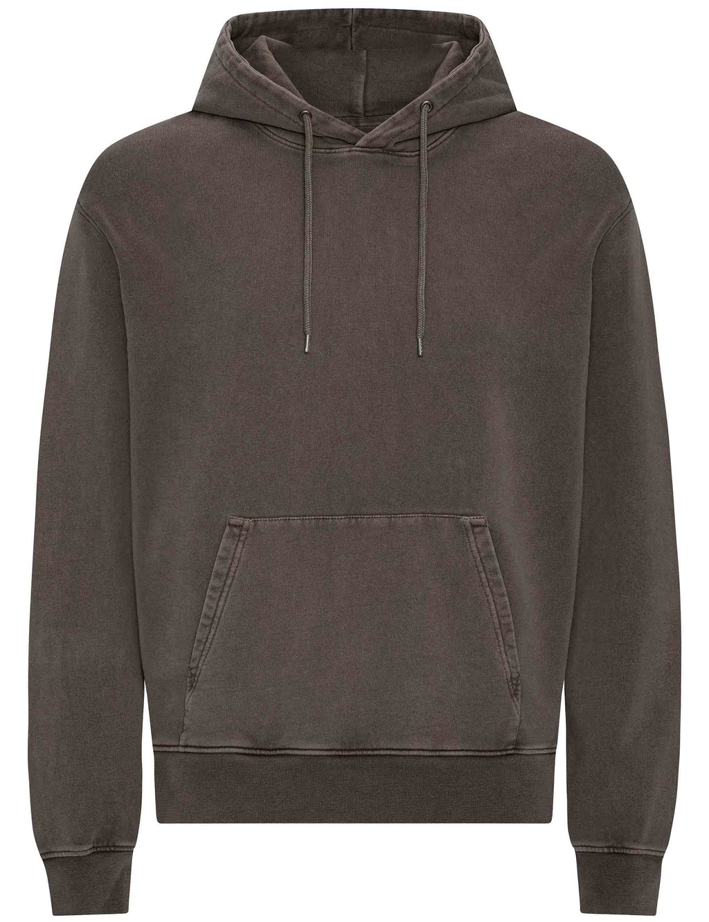 Faded mud hooded sweatshirt with drawstring hood and kangaroo pocket