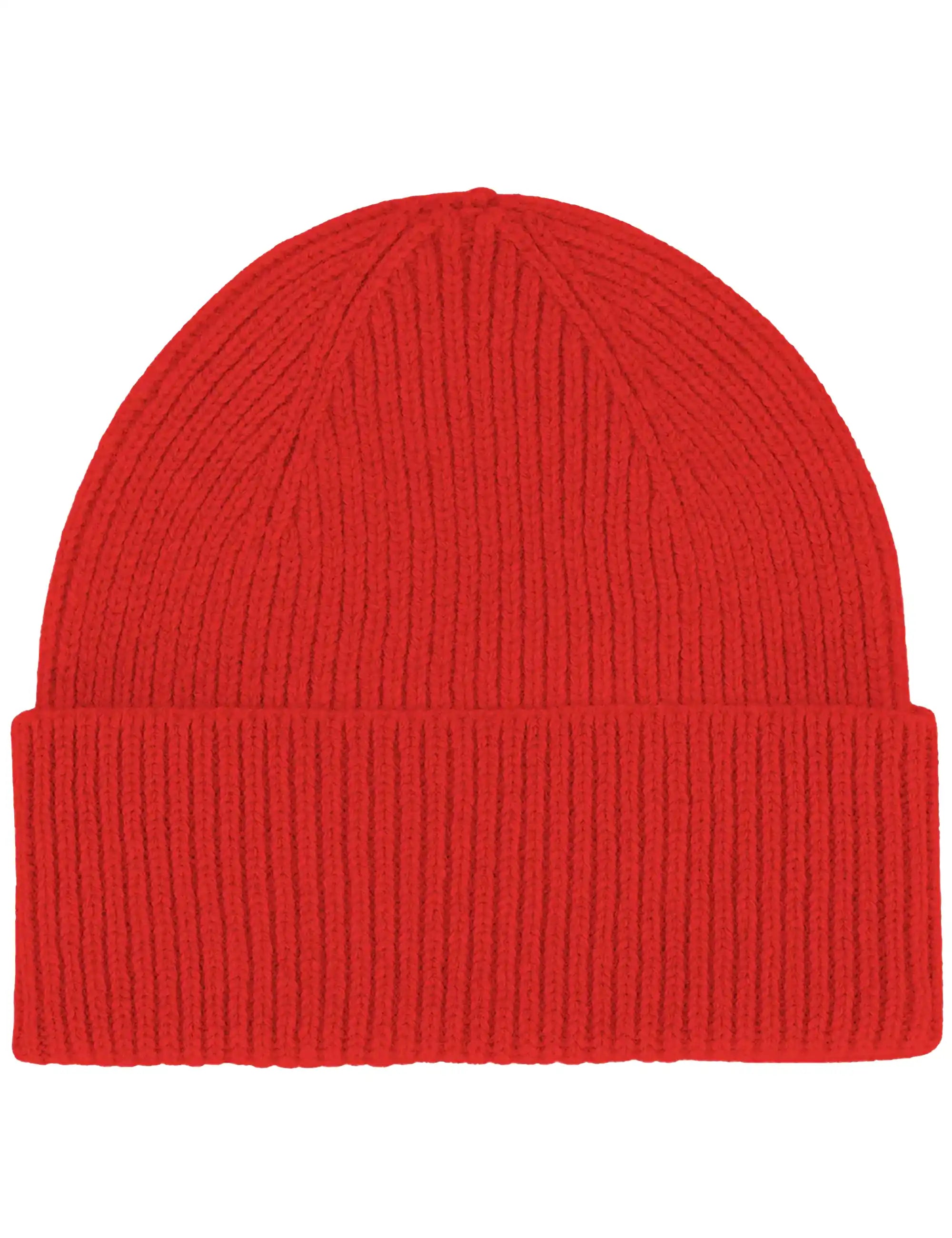 Colorful Standard Merino Wool Beanie Hat - Red Tangerine