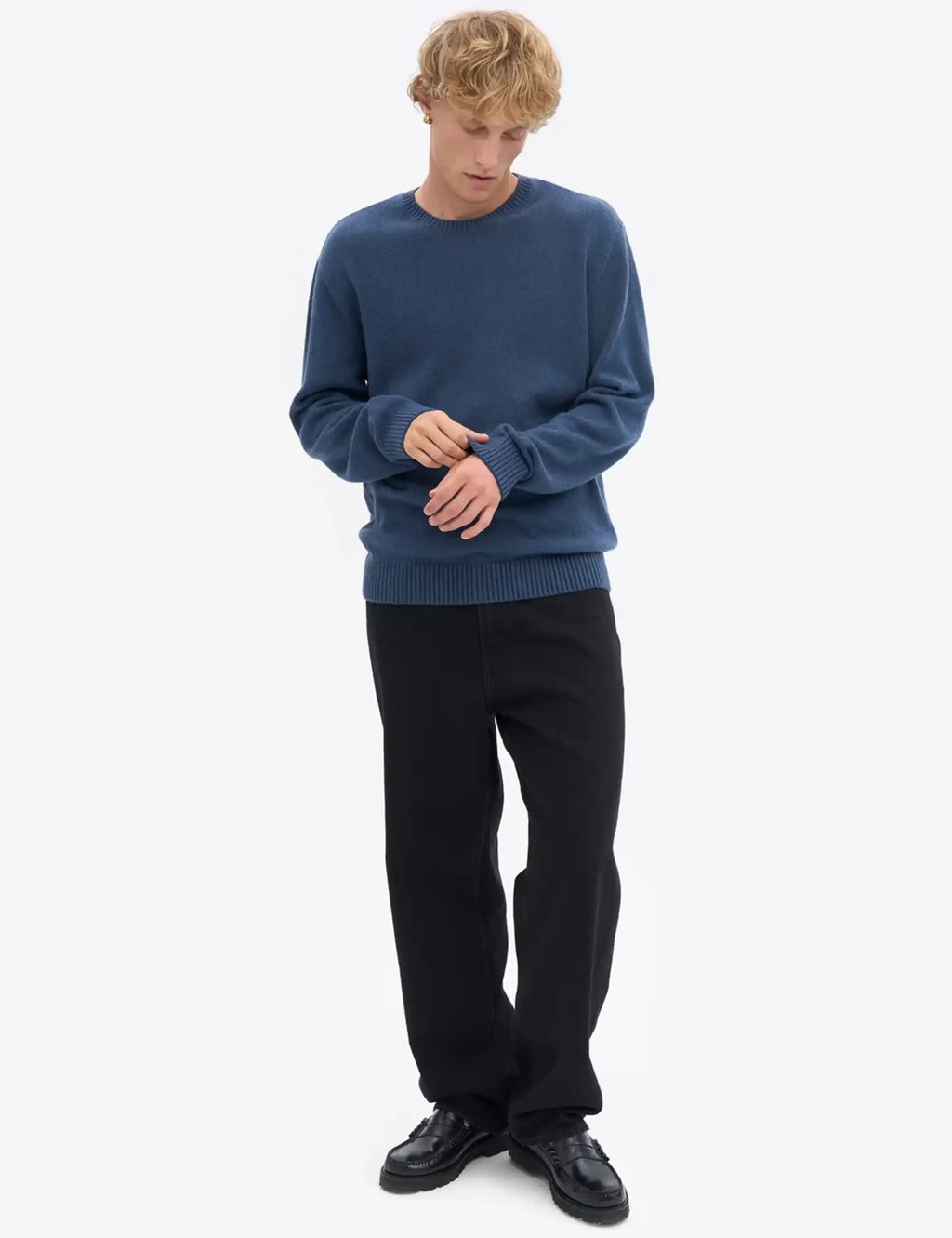 Classic Merino Wool Crew Sweater - Petrol Blue