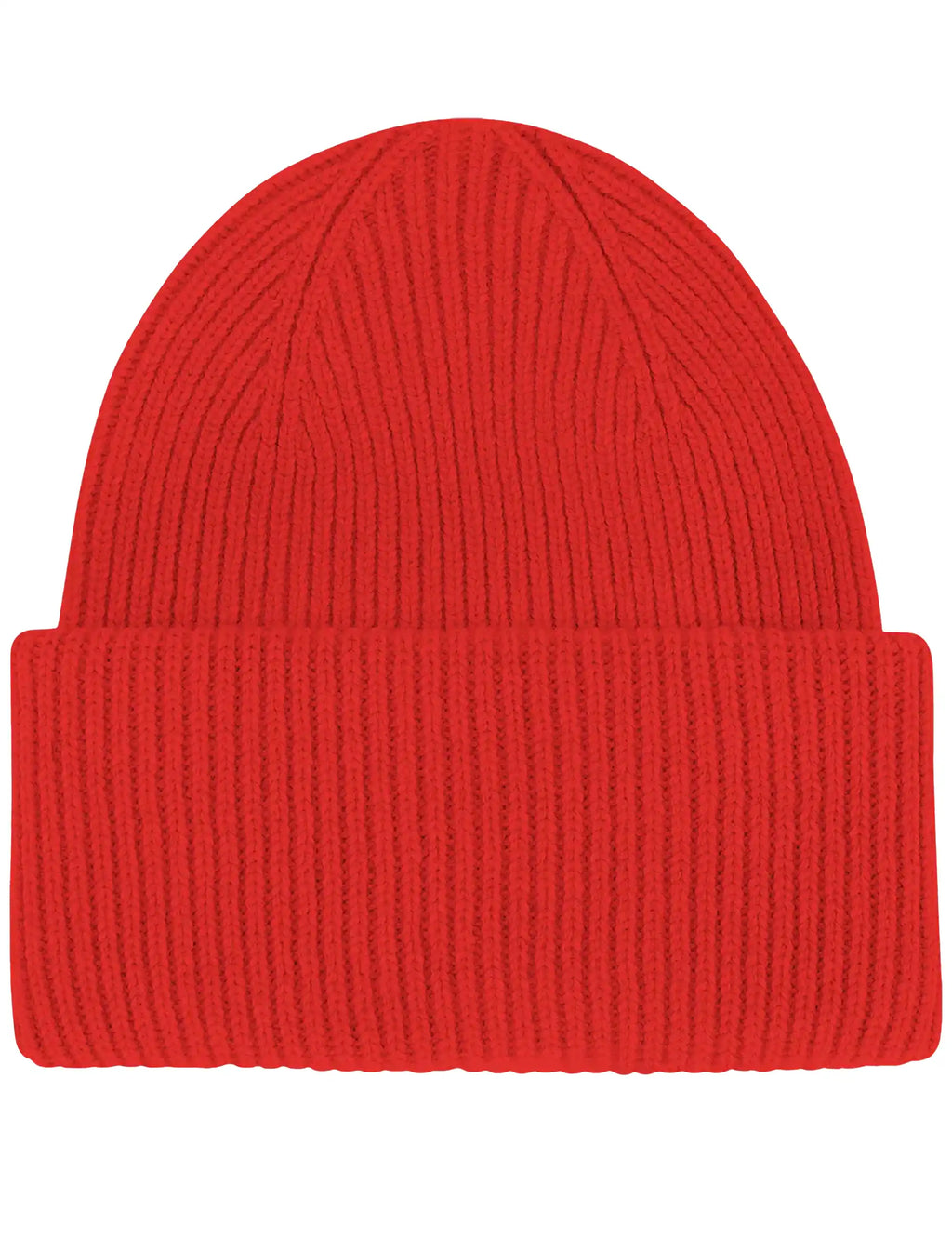 Merino Wool Chunky Beanie Hat - Red Tangerine