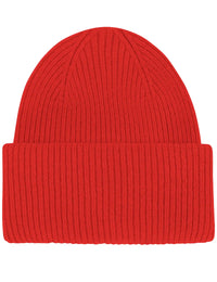 Merino Wool Chunky Beanie Hat - Red Tangerine