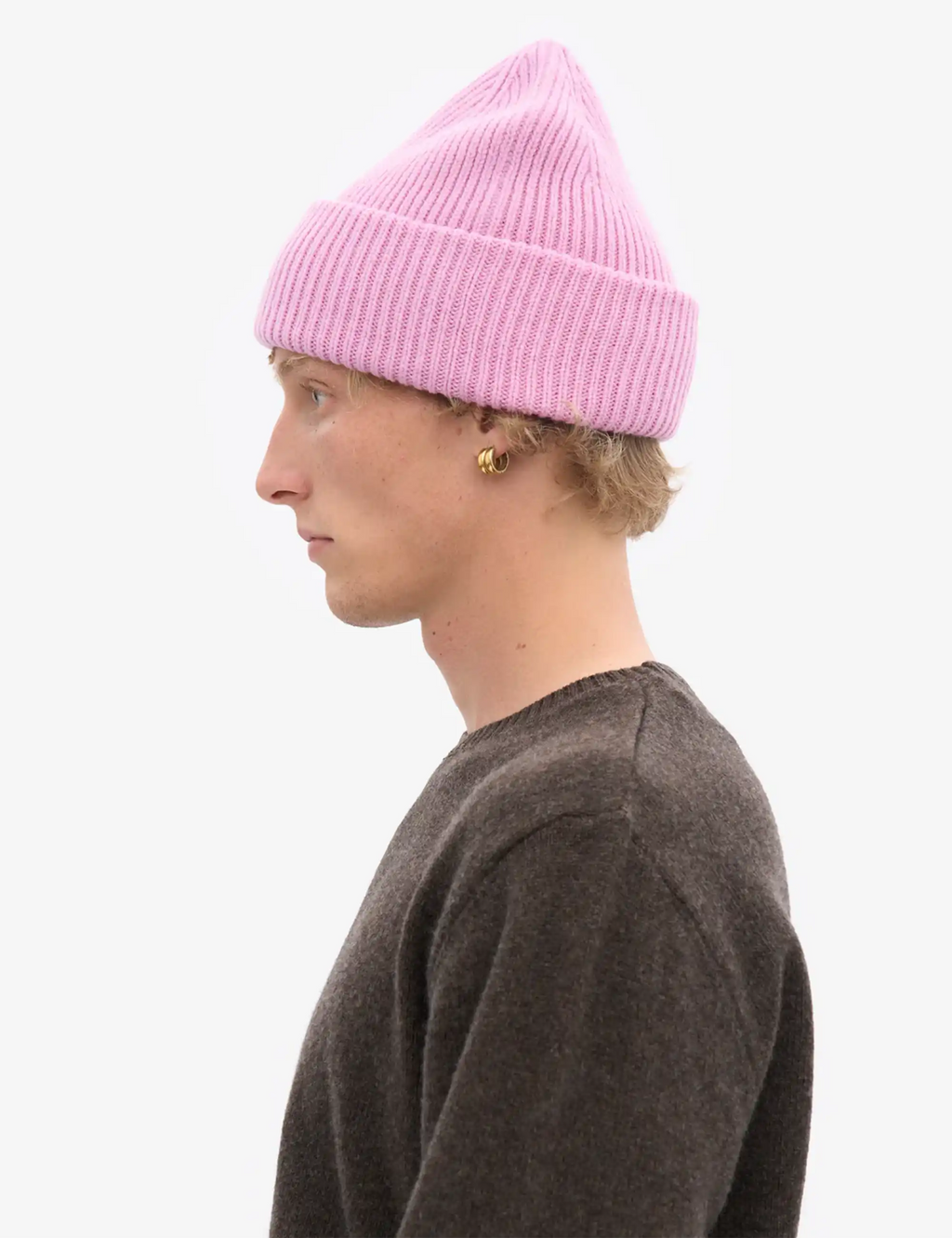 Merino Wool Chunky Beanie Hat - Cherry Blossom