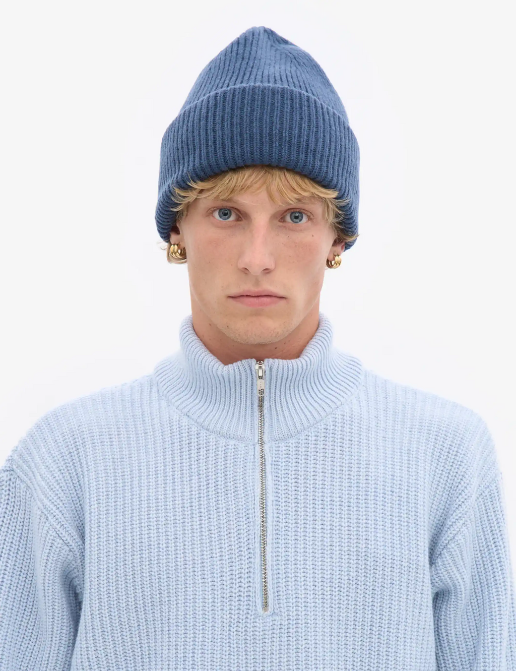 Merino Wool Chunky Beanie Hat - Petrol Blue
