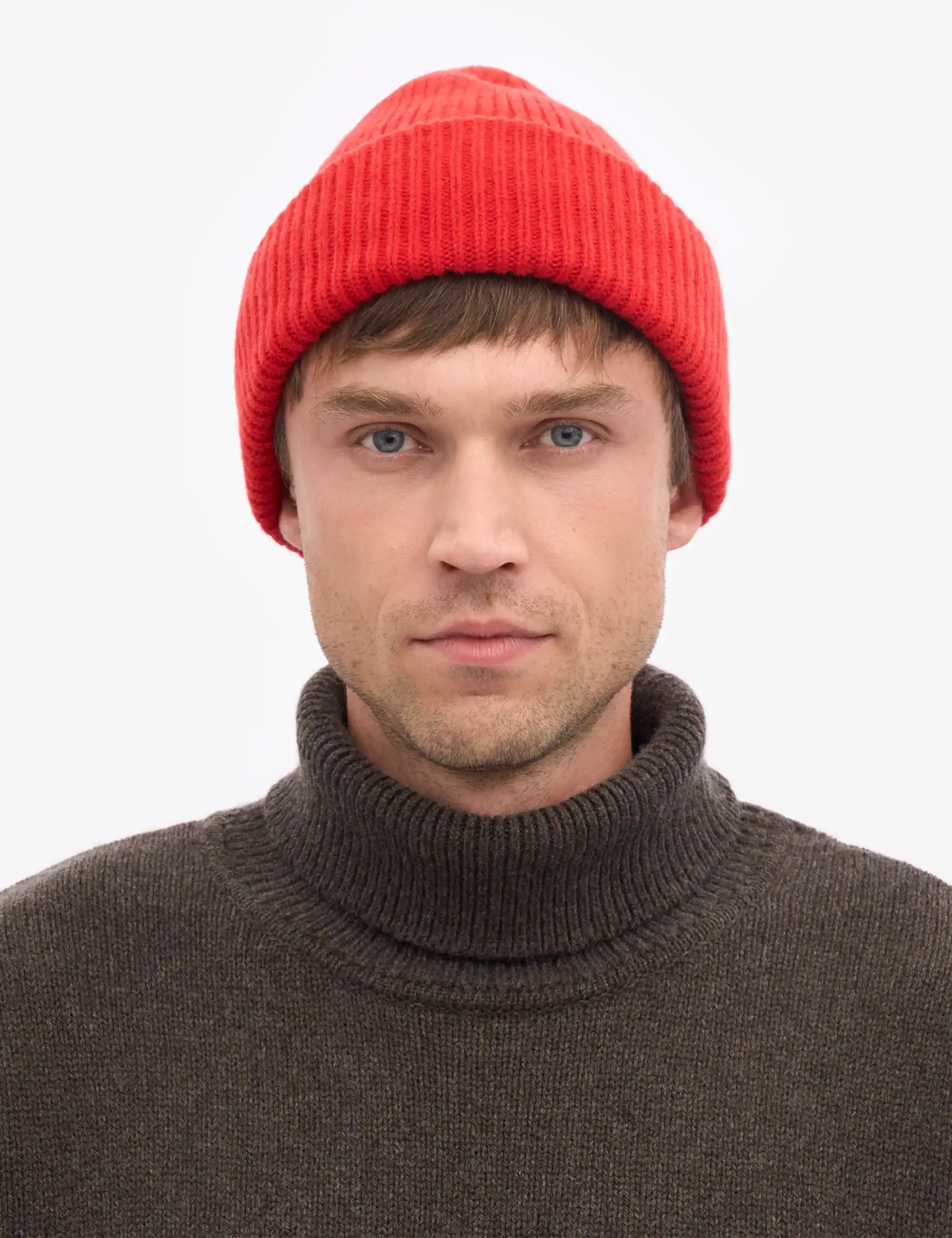 Colorful Standard Merino Wool Chunky Beanie Hat - Red Tangerine