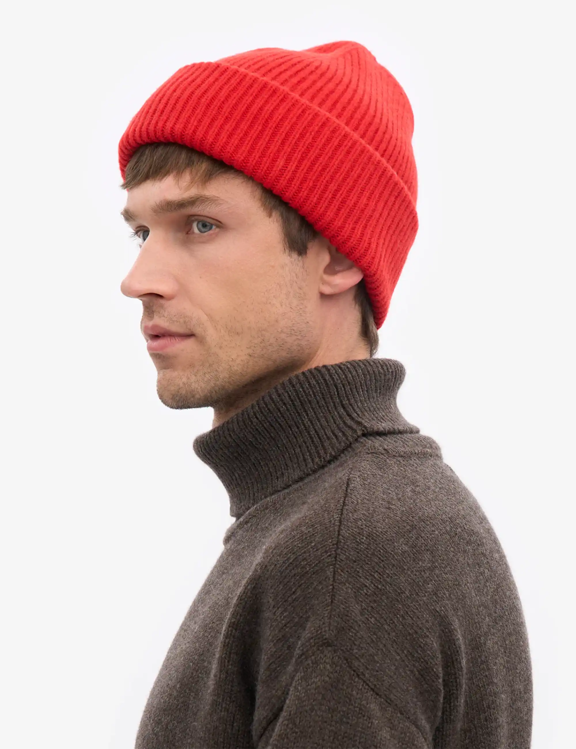 Colorful Standard Merino Wool Chunky Beanie Hat - Red Tangerine