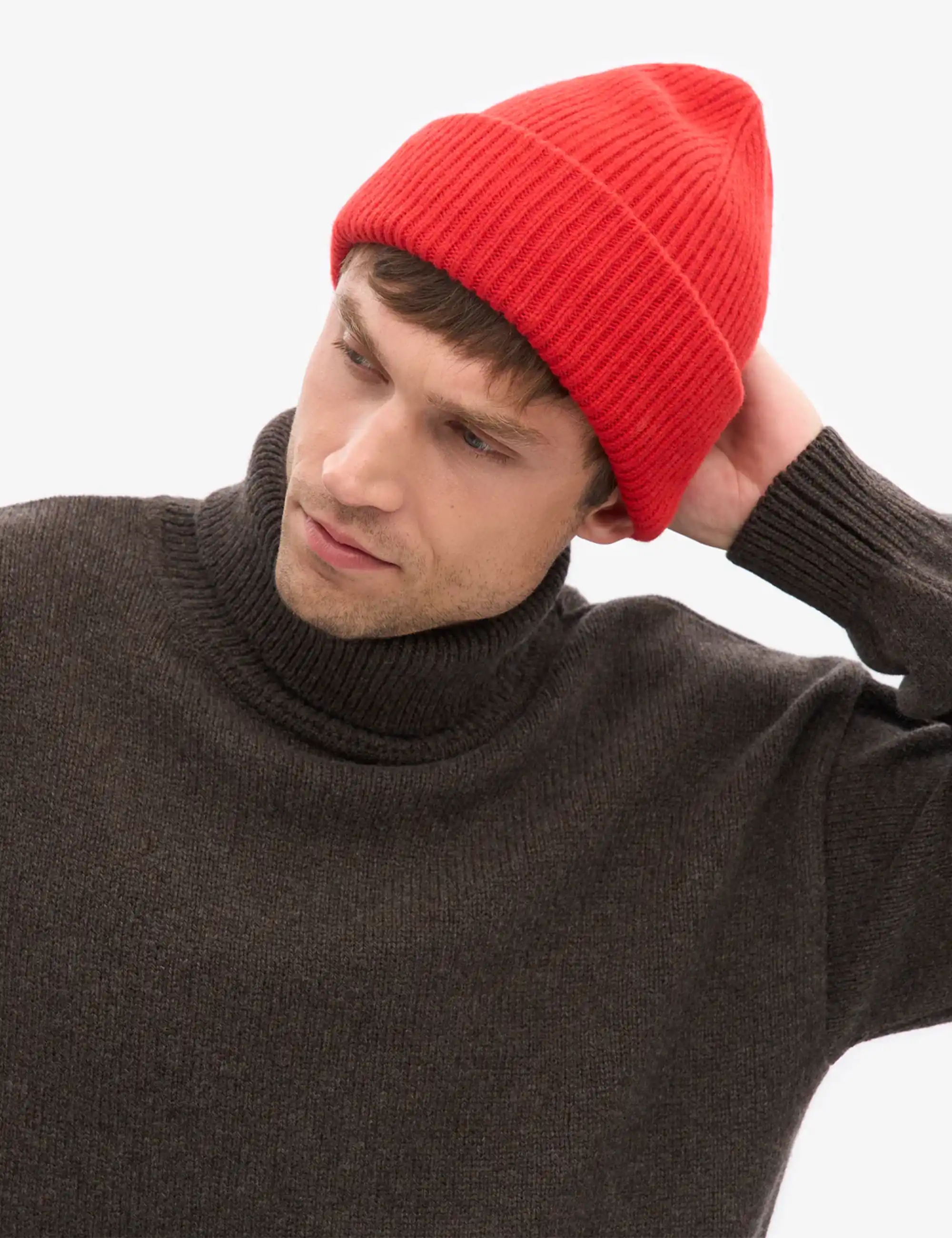 Colorful Standard Merino Wool Chunky Beanie Hat - Red Tangerine