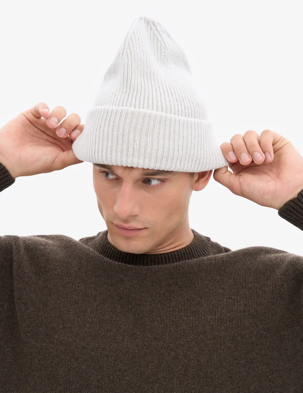 Merino Wool Chunky Beanie Hat - Snow Melange