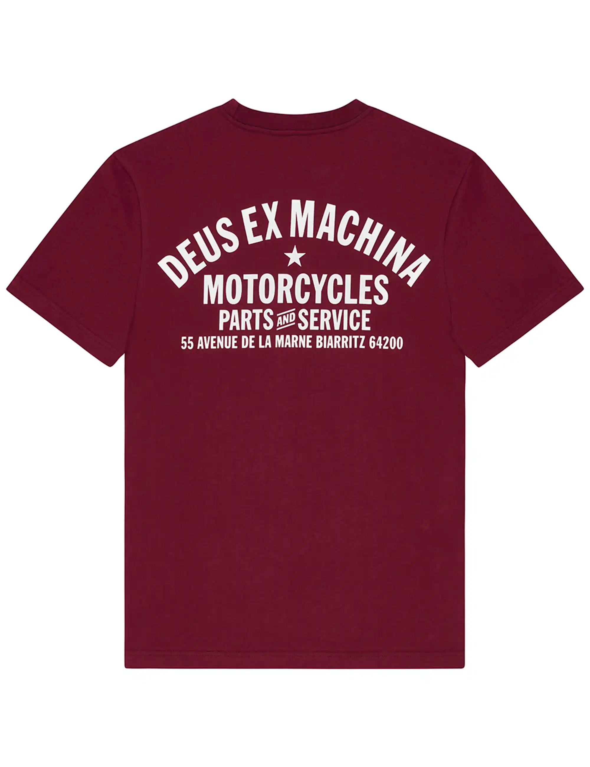 Deus Ex Machina Biarritz Address T-Shirt - Burgundy