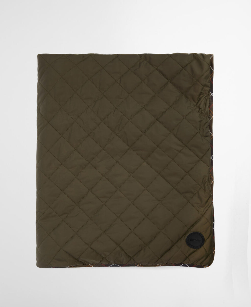 Dog quilt and fleece blanket, olive quilted cover with diamond stitching