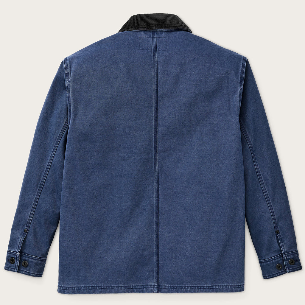 Filson Rustic Canvas Barn Coat in Indigo, rear view