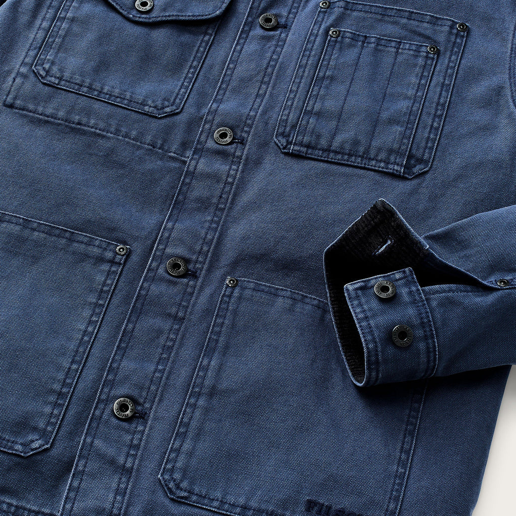 Filson Rustic Canvas Barn Coat in Indigo, pocket detail