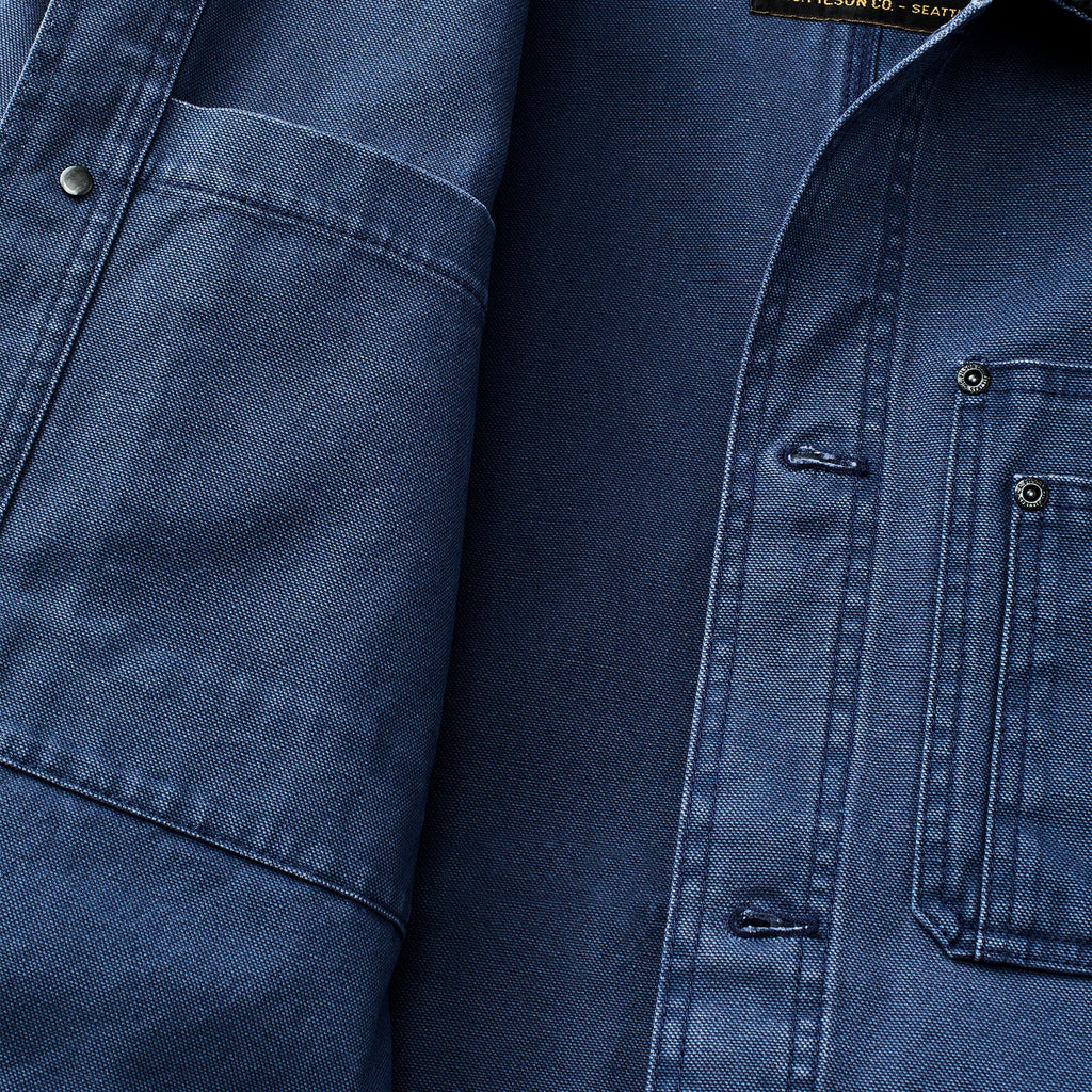 Filson Rustic Canvas Barn Coat in Indigo, fabric detail