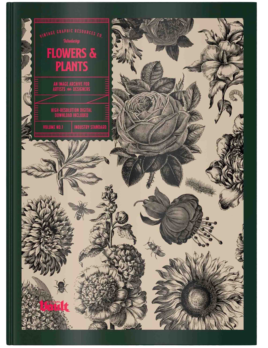 Book cover with floral illustrations and 'Vintage Graphic Resources Co.' branding
