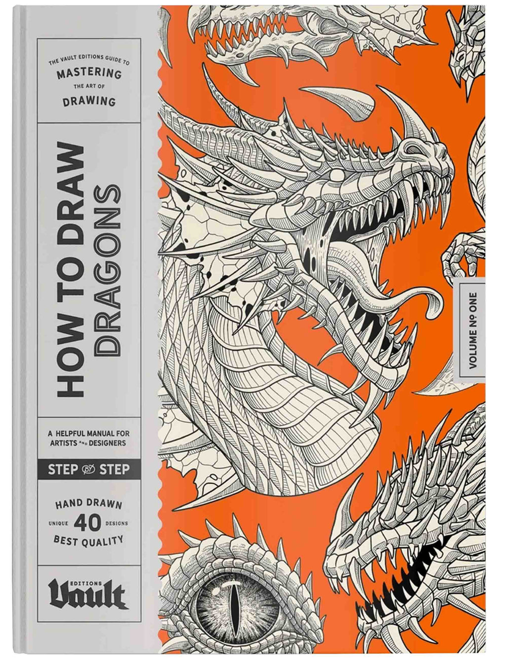 Book cover of 'How to Draw Dragons' with dragon illustrations on an orange background