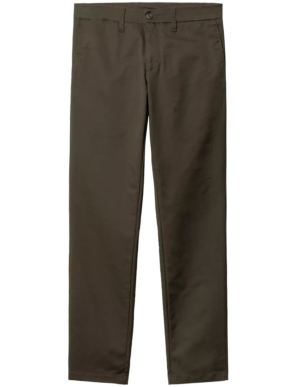 Men’s dark cypress pants with belt loops, button waist, and straight legs