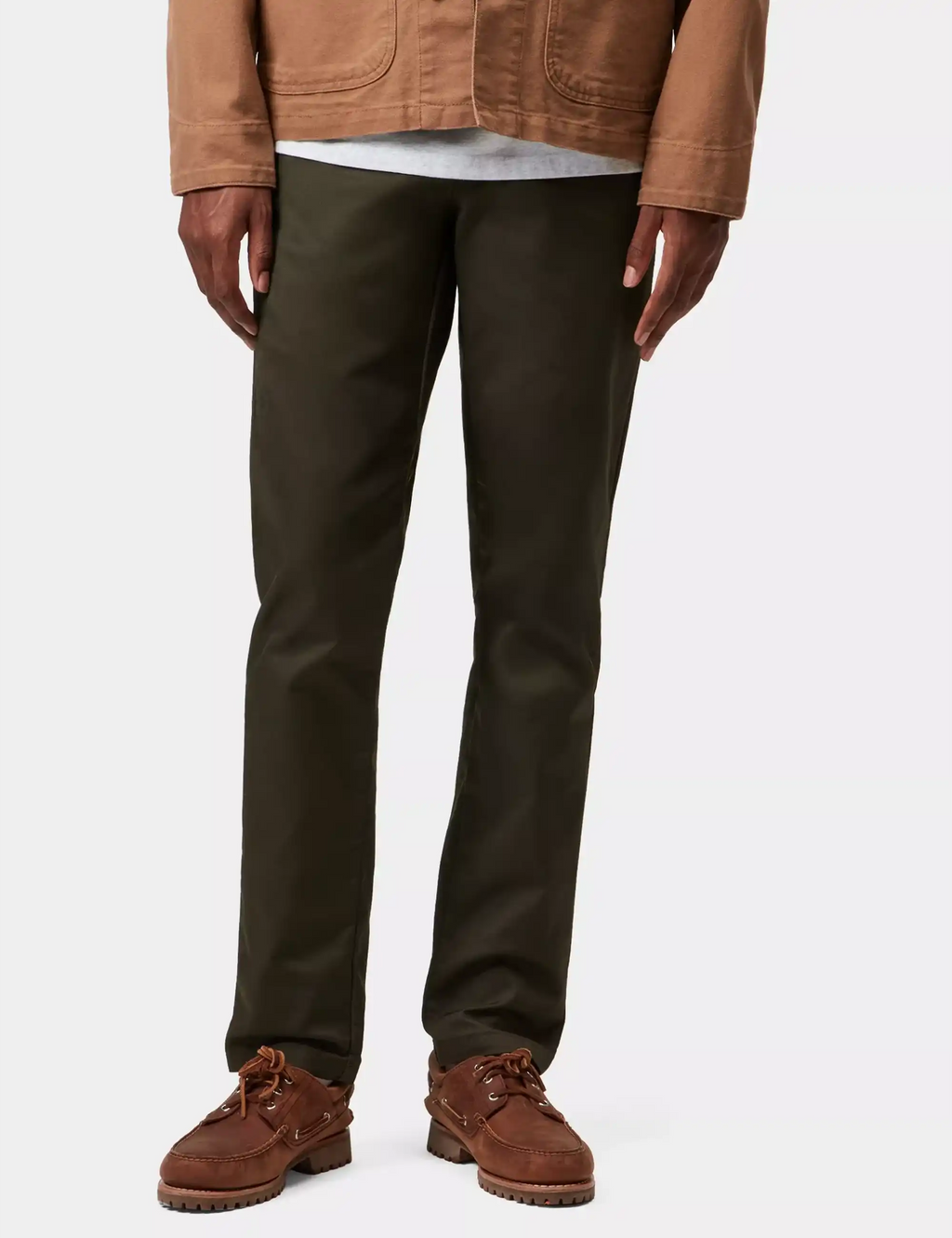 Men’s dark cypress straight-leg pants with front pockets and cuffed hem