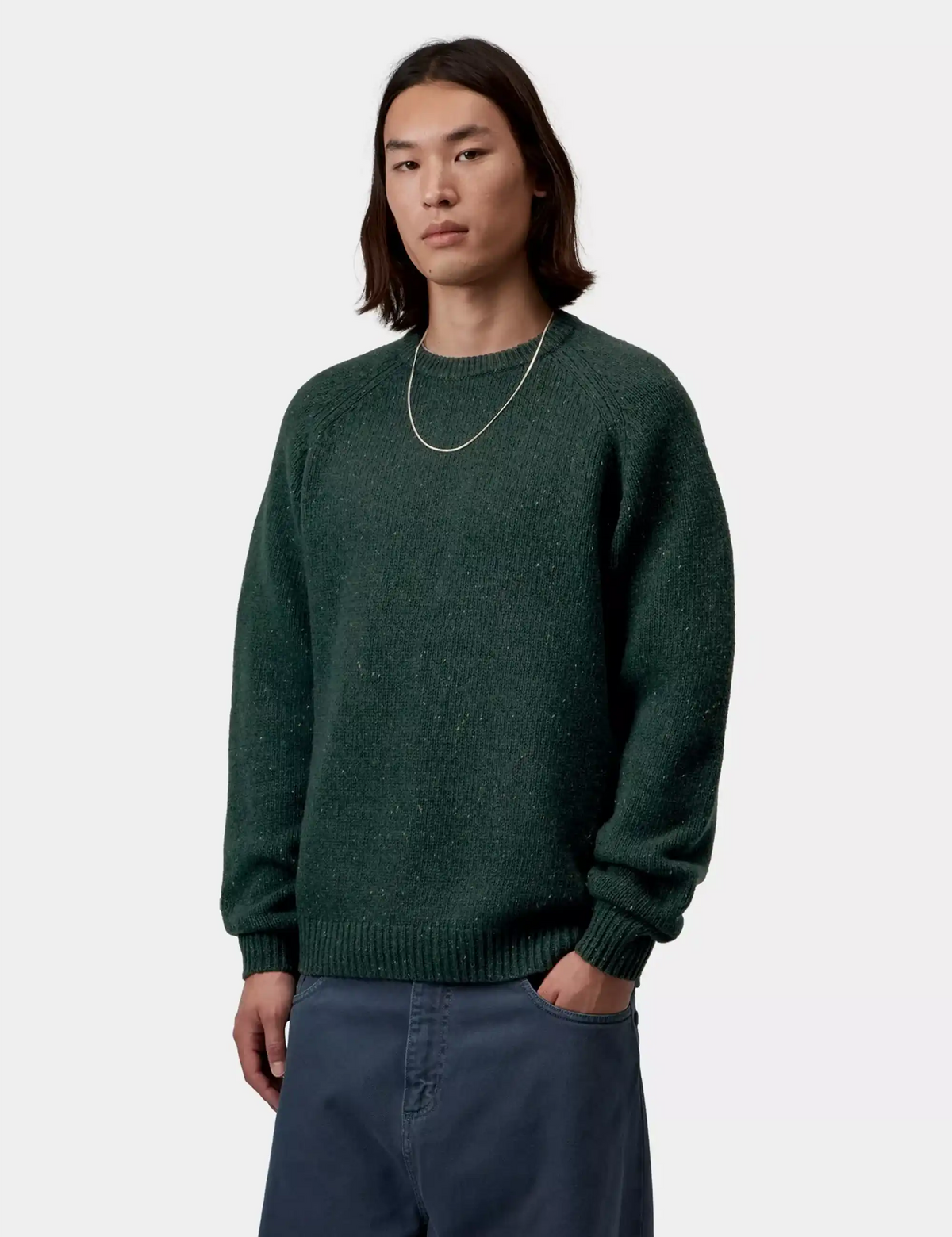 Carhartt WIP Anglistic Knit Crew Sweater - Speckled Dark Scarab