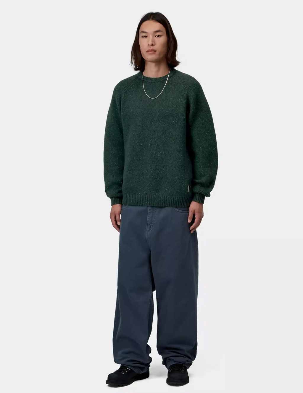 Anglistic Knit Crew Sweater - Speckled Dark Scarab