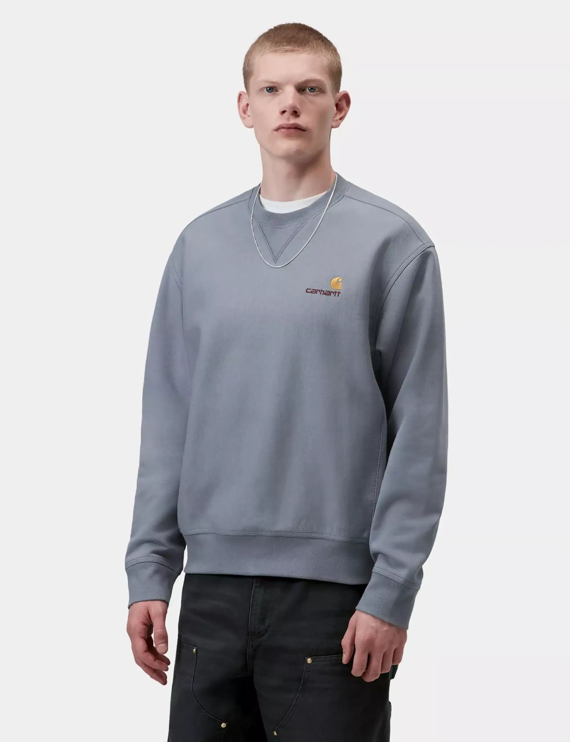 Carhartt WIP American Script Crew Sweatshirt - Shady Blue