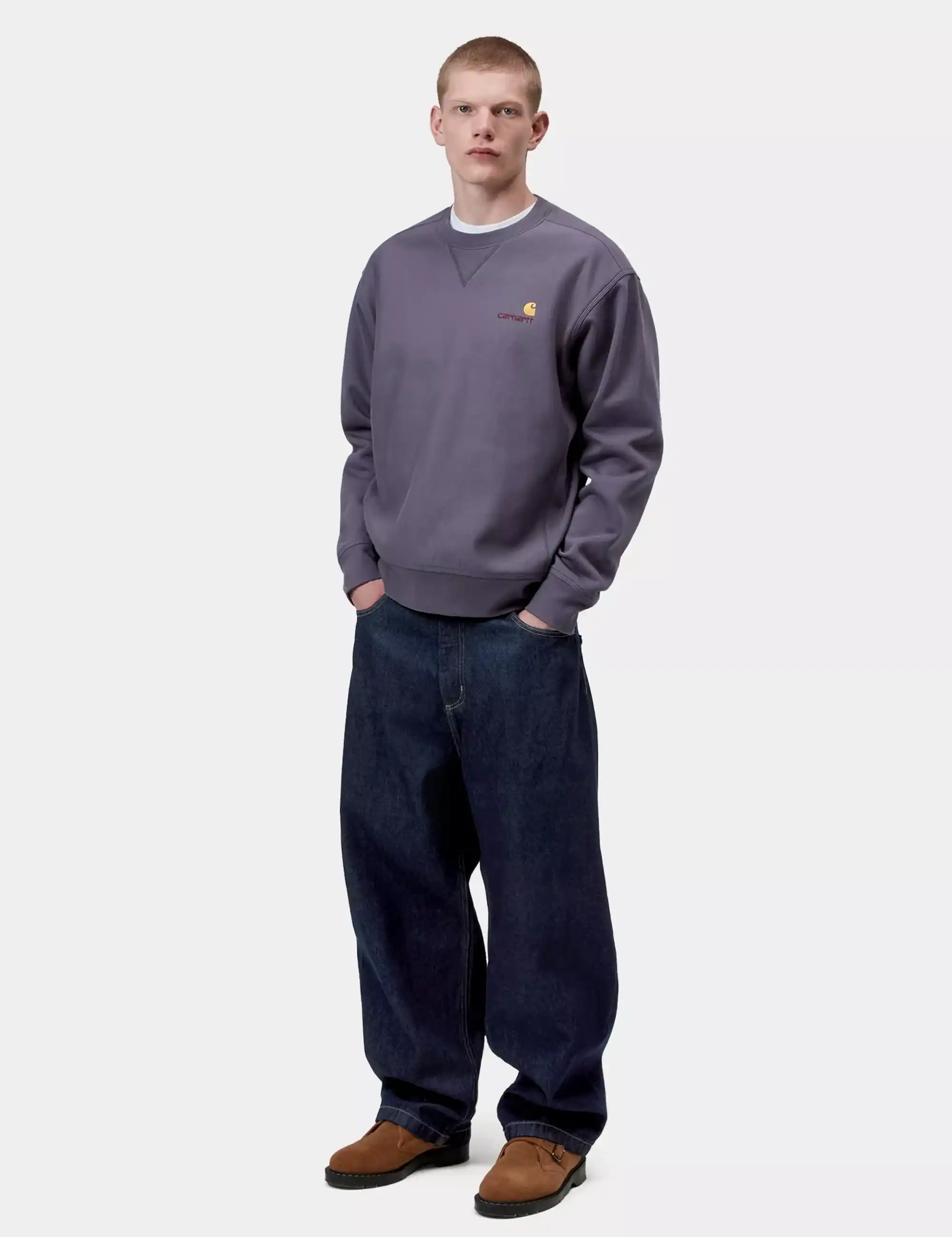 Carhartt WIP American Script Crew Sweatshirt - Shady Purple