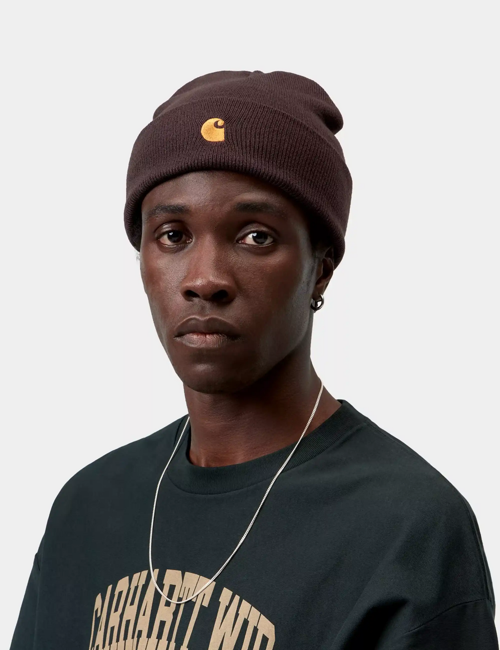 Carhartt WIP Chase Beanie Hat in Palisander/Gold — detail 1