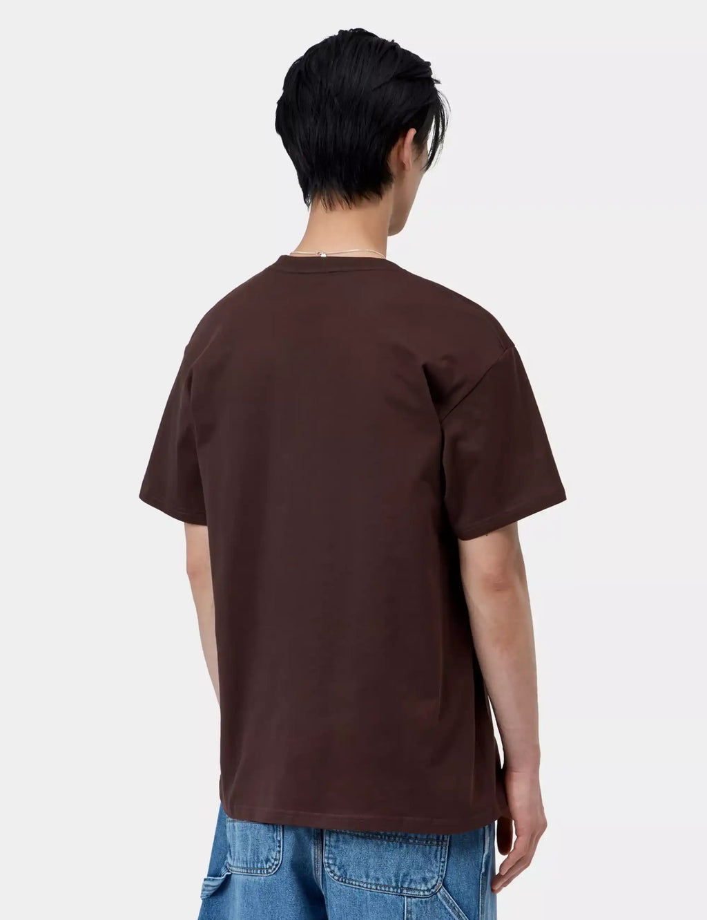 Chase T-shirt in dark brown, short sleeves and crew neck, plain back.