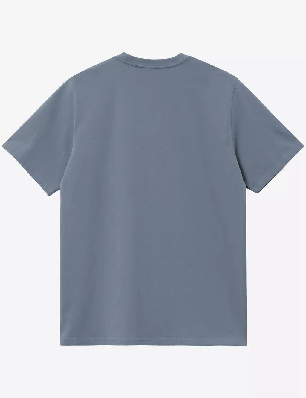 Men's blue crew-neck T-shirt with plain back and short sleeves